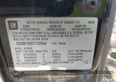 2007 Chevrolet Silverado Ls z USA, uszkodzony, nr VIN 2GCEK13V571137642